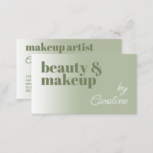 Simple Tuscan Spring Sage Green White Calligraphy Business Card