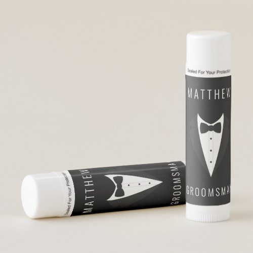 Simple Tuxedo Black White Groomsman Wedding  Lip Balm