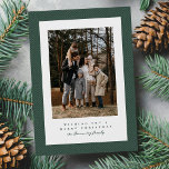 Simple tweed frame dark green photo Christmas Holiday Card<br><div class="desc">This simple Christmas card features one photo on the front surrounded by a rich festive green herringbone tweed frame. The festive fabric gives it a wintry vibe and the type allows you to create your own personalized message. The back has a matching tweed pattern and room for an additional photo....</div>