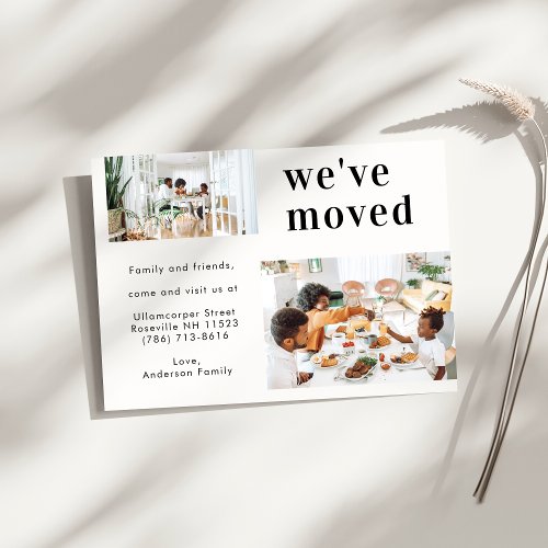  Simple Two Family Photo Minimalist Moving Announcement Postcard