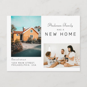 Simple Two Family Photo New Home Moving Announcement Postcard