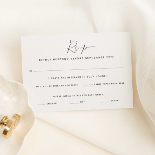 Simple Two Guest Count  Meal Choice RSVP Card