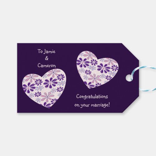 Simple Two Hearts Congrats On Your Wedding Gift Tags