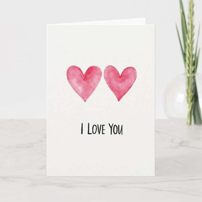 Simple Two Hearts I Love You Card (Front)