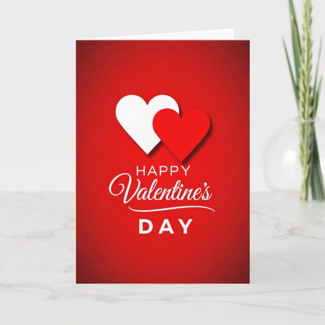 Simple Two Hearts Valentines Card (Front)