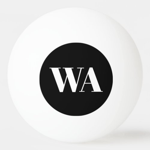Simple Two Letter Monogram Black and White Ping Pong Ball