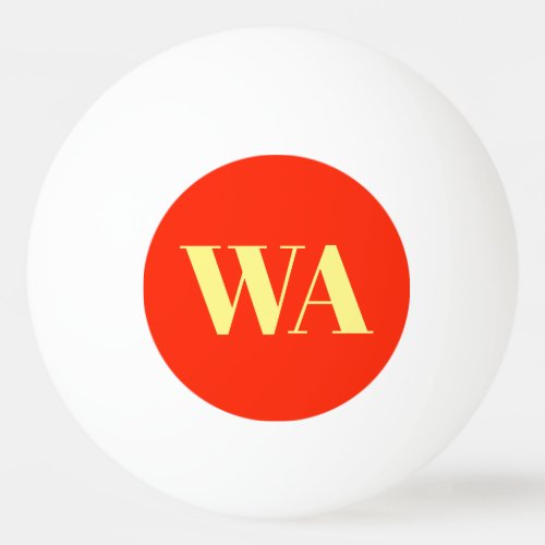 Simple Two Letter Monogram Red and Yellow Ping Pong Ball