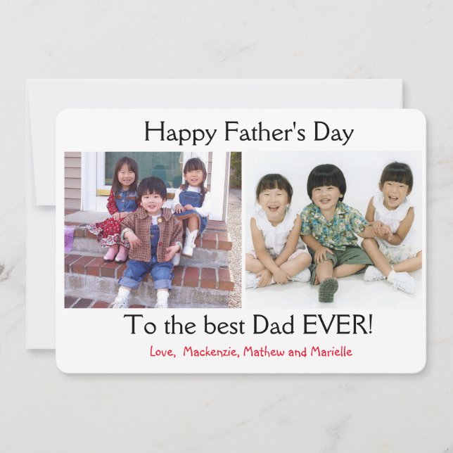 Simple Two Photo Collage Father's Day Holiday Card (Front)