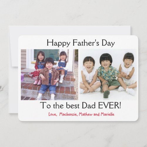 Simple Two Photo Collage Fathers Day Holiday Card