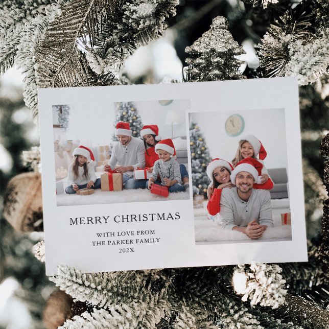 Simple Two Photo Merry Christmas Letterpress Photo Cards (Creator Uploaded)