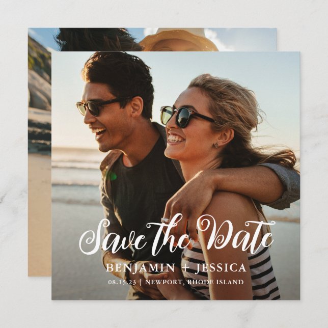 Simple Two Photo Wedding Save the Date (Front/Back)