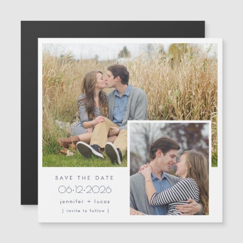 Simple Two Photo Wedding Save The Date Magnetic Invitation