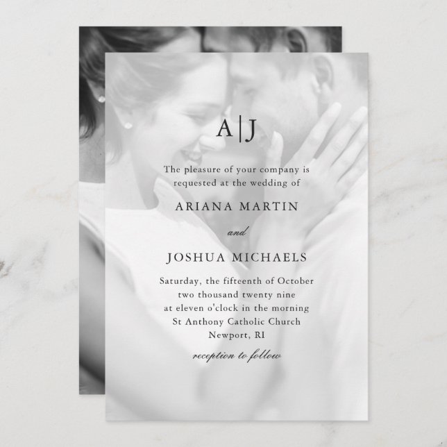 Simple Two Photo Wedding with Overlay Invitation (Front/Back)