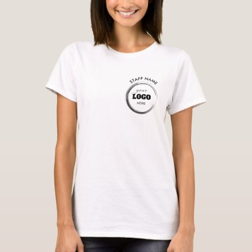 Simple Two _ Sided Custom Company Logo Staff Name T_Shirt