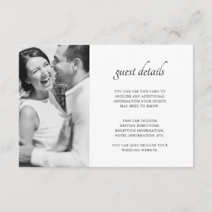Simple Two Sided Guest Details Photo Enclosure Card