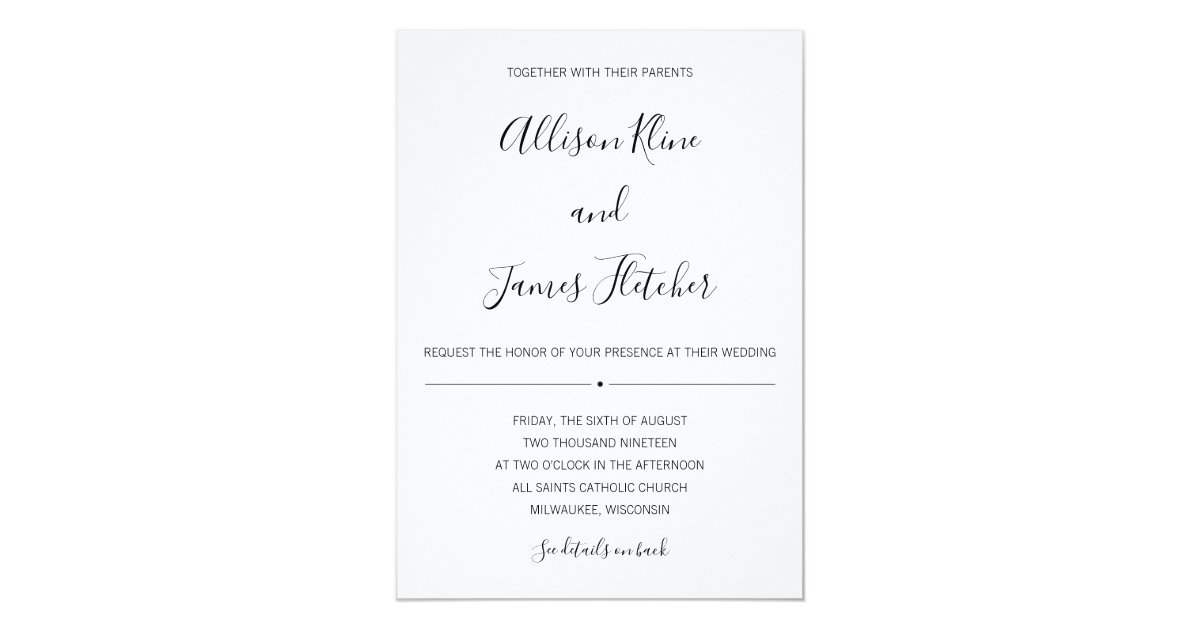 Simple Two Sided Invitation with Online RSVP Zazzle com