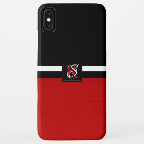 Simple Two Tone Black and Red Initials Monogram iPhone XS Max Case