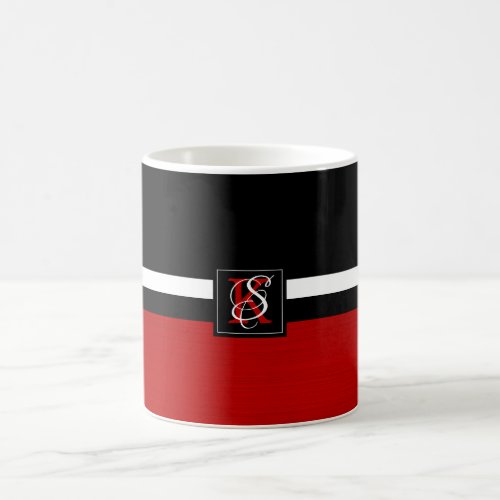 Simple Two Tone Black and Red Initials Monogram Coffee Mug