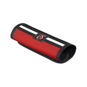 Simple Two Tone Black and Red Initials Monogram Luggage Handle Wrap