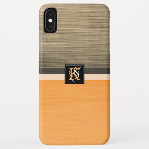 Simple Two Tone Orange and Sepia Initials Monogram iPhone XS Max Case