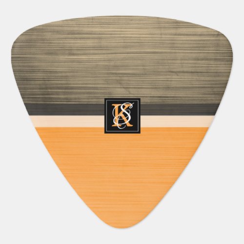 Simple Two Tone Orange and Sepia Initials Monogram Guitar Pick