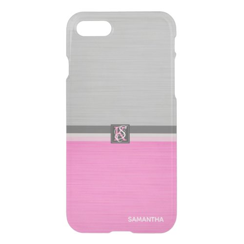 Simple Two Tone Pink and Grey Initials Monogram iPhone SE87 Case