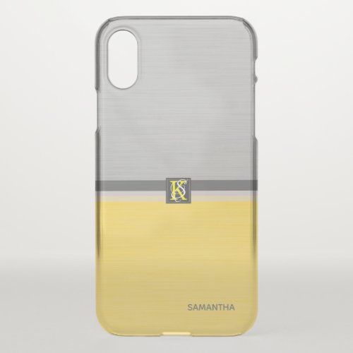 Simple Two Tone Yellow and Grey Initials Monogram iPhone X Case