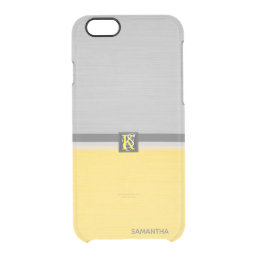 Simple Two Tone Yellow and Grey Initials Monogram Clear iPhone 6/6S Case