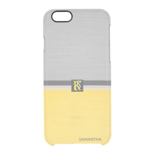 Simple Two Tone Yellow and Grey Initials Monogram Clear iPhone 66S Case