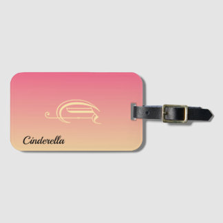 Simple two toned pink and gold personalized name luggage tag