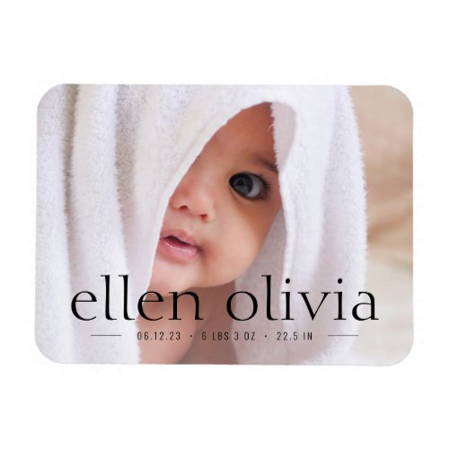 Simple Type Baby Birth Photo Announcement Magnet