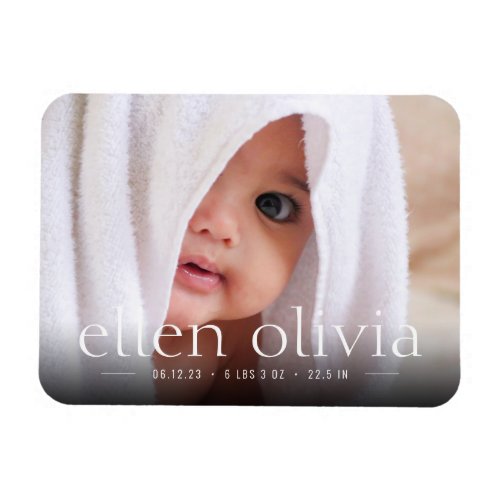 Simple Type Baby Birth Photo Announcement Magnet