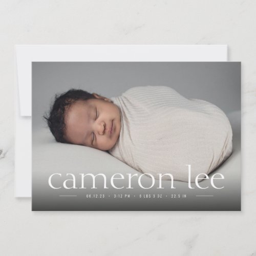 Simple Type Baby Birth Photo Announcement Neutral