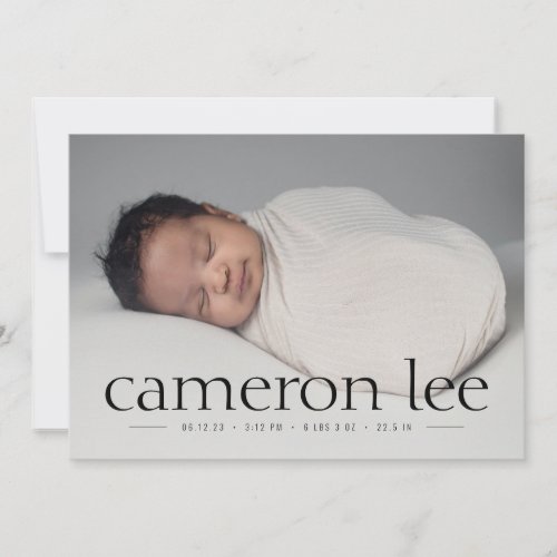 Simple Type Baby Birth Photo Announcement Neutral