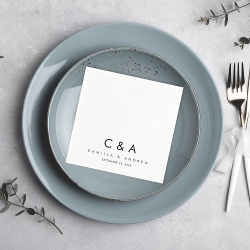 Simple Type Black and White Wedding Monogram Napkins