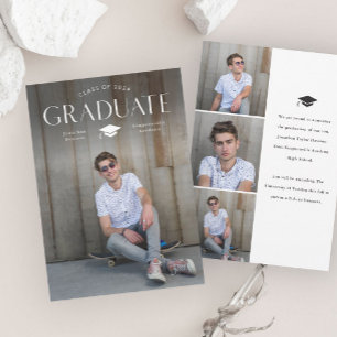 Simple Type Graduation Cap Photo Graduation  Announcement