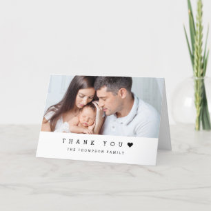 Simple Type Heart Baby Photo Shower Thank You Card
