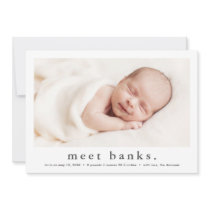 Simple Type Modern Baby Photo Birth   Announcement