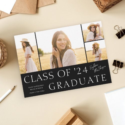 Simple Type Photo Collage Graduation  Announcement