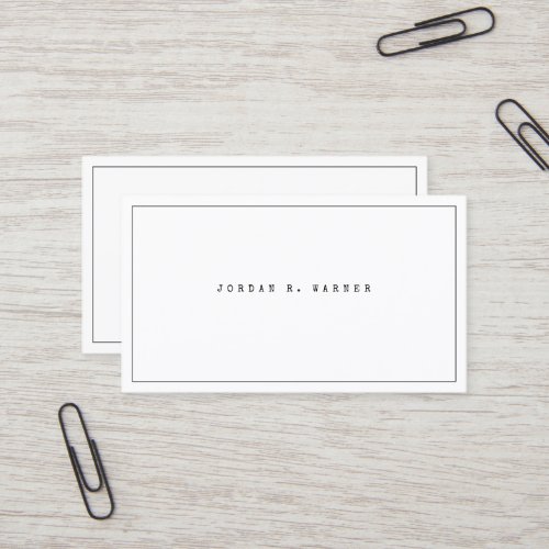 Simple Typewriter Clean Minimalist Modern Black Business Card