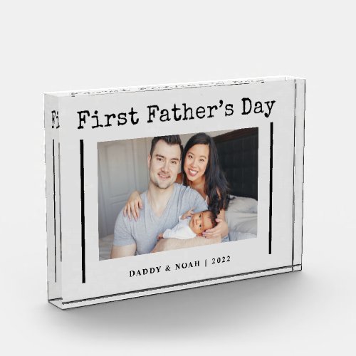 Simple Typewriter Text  First Fathers Day Photo Block