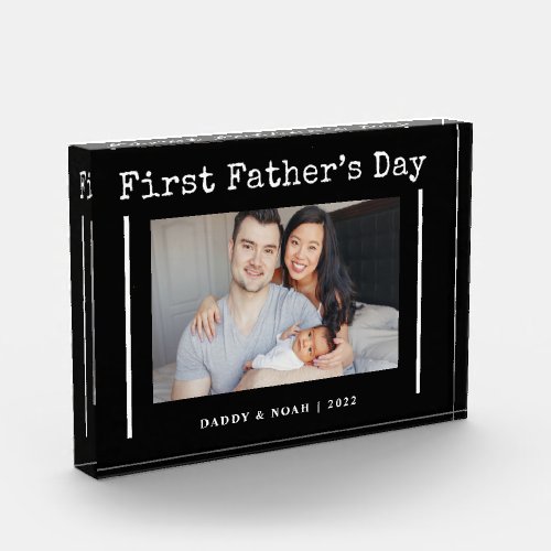 Simple Typewriter Text  First Fathers Day Photo Block