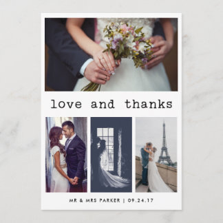 Simple Typewriter Text Wedding Thank You | 4 Photo