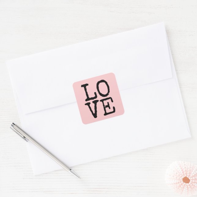 Simple typewriter typography LOVE sticker seals (Envelope)