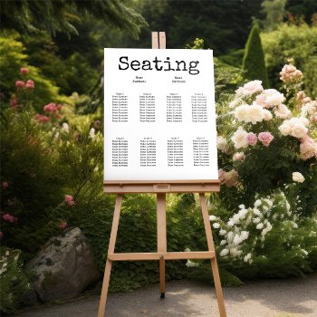 Simple Typewriter Typography Wedding Seating Plan Foam Board by Ricaso_Wedding at Zazzle