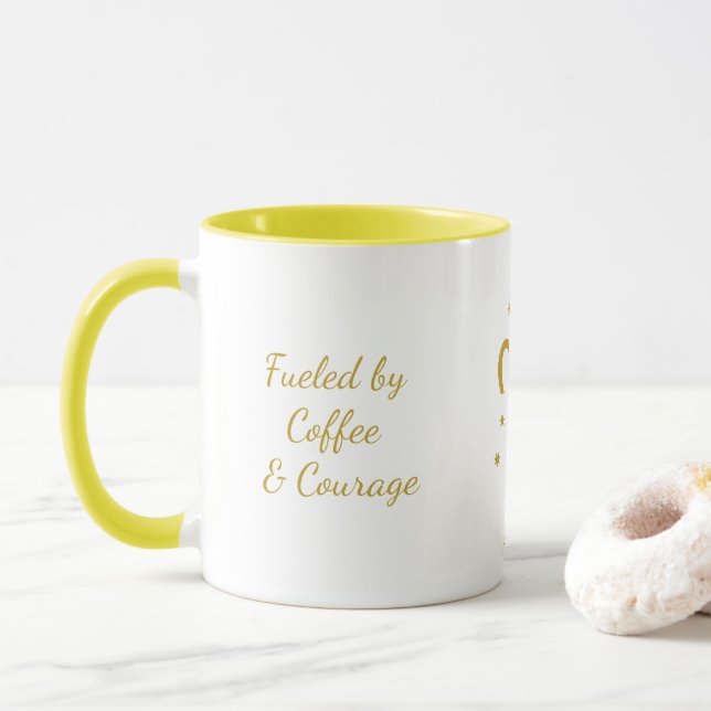 Simple Typoghraphy Aries Zodiac Symbol Coffee Mug (With Donut)