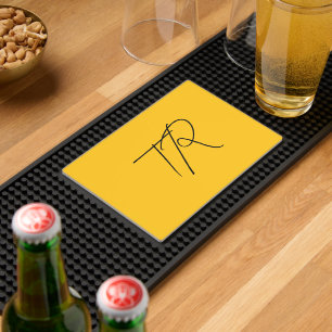 Simple typographic custom initials minimalist bar mat