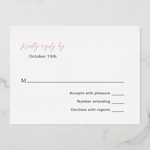 Simple Typographic Elegant Wedding Foil RSVP Card