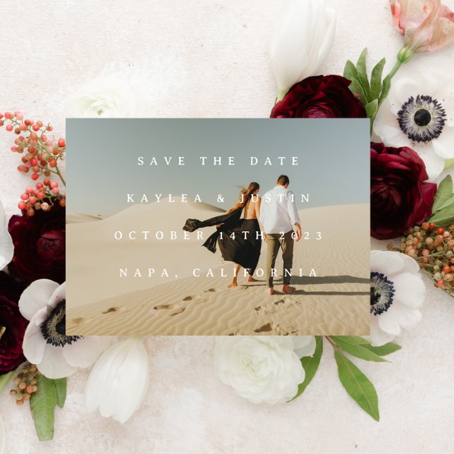 Simple Typographic Full Photo Double-sided 3 Photo Save The Date