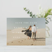 Simple Typographic Full Photo Double-sided 3 Photo Save The Date (Standing Front)